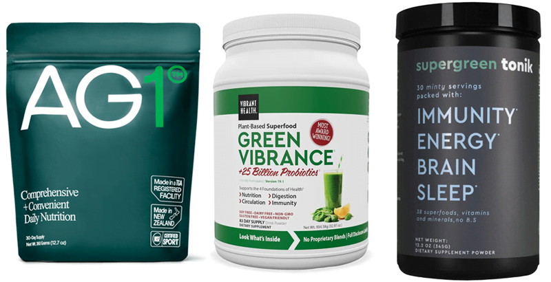 Comparison of Athletic Greens, Green Vibrance & SuperGreen Tonik