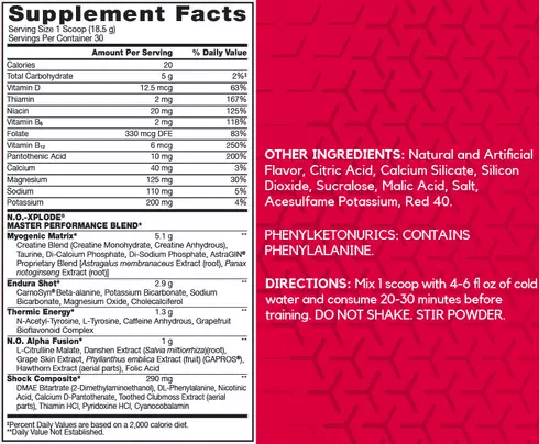 NO Xplode Ingredients