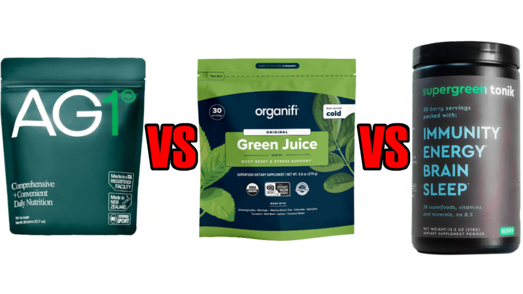 Athletic Greens vs Organifi vs SuperGreen Tonik Comparison Results Review