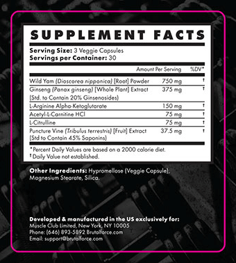 Brutal Force CardaLean Ingredients