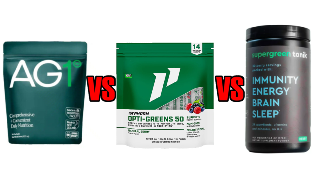 Athletic Greens vs Opti Greens 50 vs SuperGreen Tonik Comparison Results Review