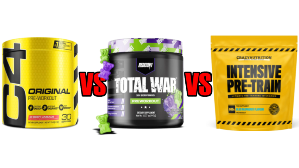 C4 vs Total War Pre-Workout vs Intensive Pre-Train Comparison Results Review