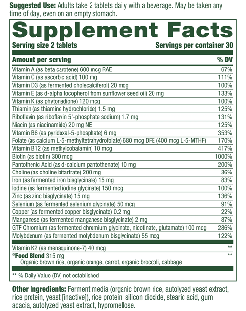 MegaFood Multivitamin Ingredients