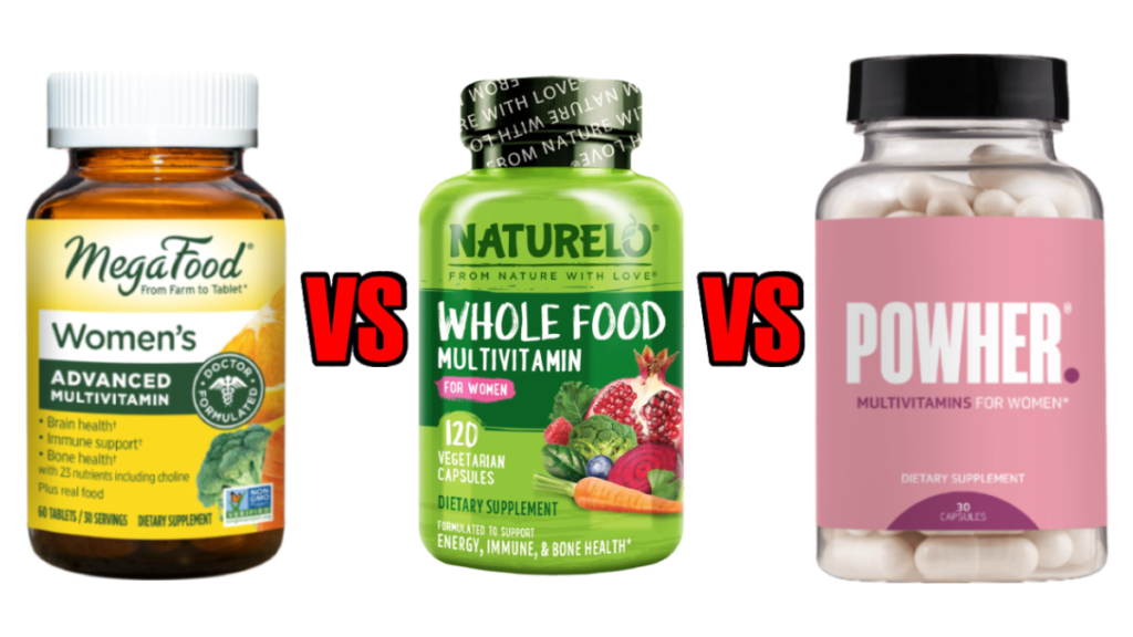 MegaFood vs Naturelo vs Powher Multivitamin for women Comparison Results Review