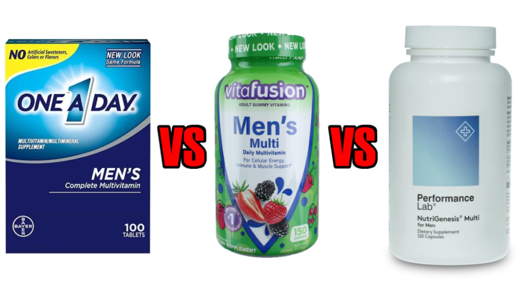 One A Day vs Vitafusion vs Performance Lab Multivitamin Comparison Results Review