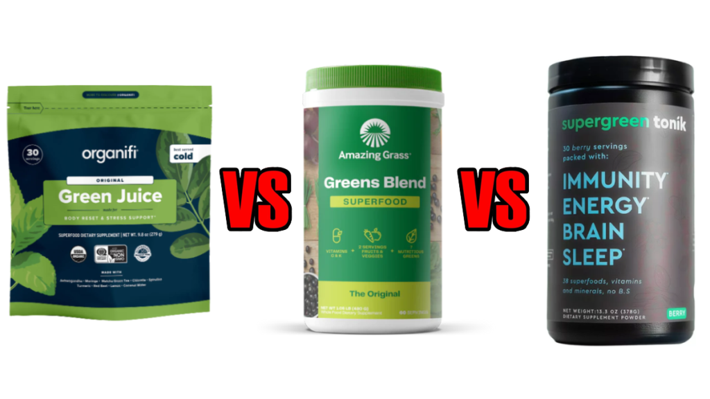 Organifi vs Amazing Grass vs SuperGreen Tonik Comparison Results Review