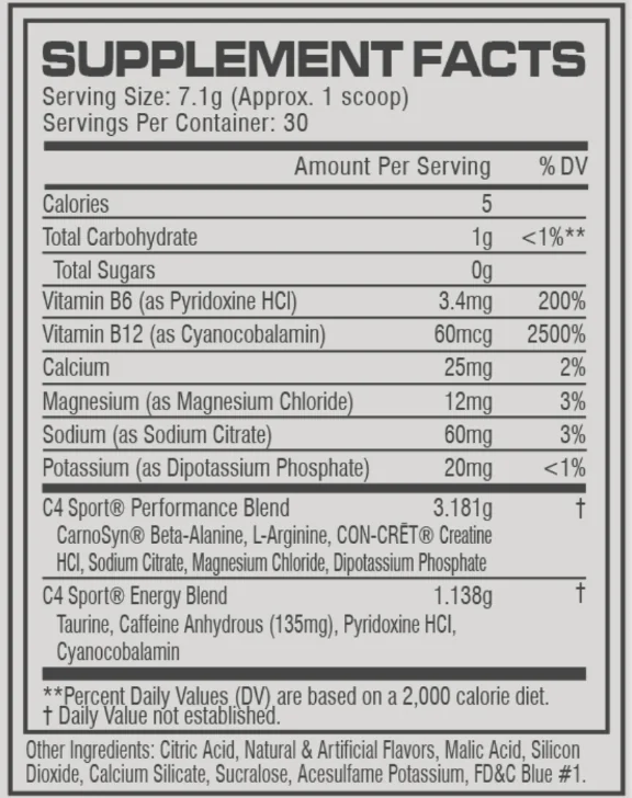 CELLUCOR C4 Ingredients