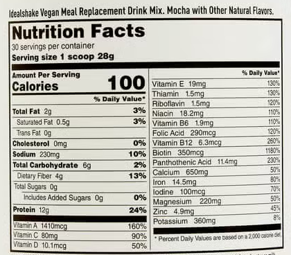 IdealShake Ingredients