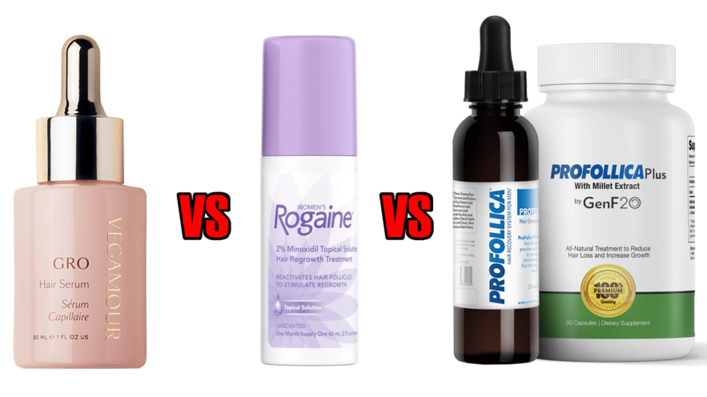 Vegamour vs Rogaine vs Profollica Comparison Results Review